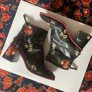 ZARA Rubber Floral Embellished Ankle Boots
